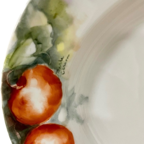 Porcelain Oval Serving Platter Fruit Design Artist Signed HandPainted 14” - Picture 3 of 7